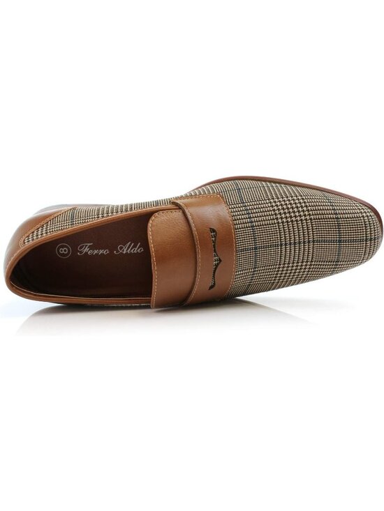 Men\'s Plaid Brown Synthetic Classic Penny Loafers & Slip-On Dress Shoes main image 6